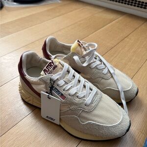 Autry Reelwind Beige and Burgundy Sneakers